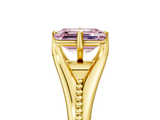 Yellow gold Fancy Pink Emerald  Solitaire Beaded Band Six-Prong Setting_5