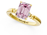 Yellow gold Fancy Pink Emerald  Solitaire Beaded Band with Four-Prong Setting_29