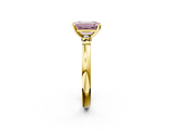 Yellow gold Fancy Pink Emerald  Solitaire Beaded Band with Four-Prong Setting_30
