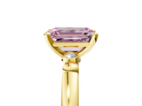 Yellow gold Fancy Pink Emerald  Solitaire Beaded Band with Four-Prong Setting_33