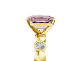 Yellow gold Fancy Pink Emerald  Solitaire Bezel-Set Diamond Ring with Beaded Band and Four-Prong Setting_36
