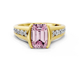 Yellow gold Fancy Pink Emerald  Solitaire Bezel-Set Diamond Ring with Channel-Set Band_37