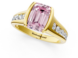 Yellow gold Fancy Pink Emerald  Solitaire Bezel-Set Diamond Ring with Channel-Set Band_38