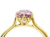 Yellow gold Fancy Pink Emerald  Solitaire Cathedral Diamond Ring with Six-Prong Setting_21