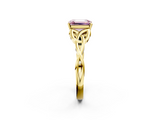 Yellow gold Fancy Pink Emerald  Solitaire Celtic Knot Engagement Ring with Four-Prong Setting_65