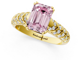 Yellow gold Fancy Pink Emerald  Solitaire Chevron Pave Diamond Engagement Ring with Six-Prong Setting_4