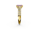 Yellow gold Fancy Pink Emerald  Solitaire Chevron Pave Diamond Engagement Ring with Six-Prong Setting_5