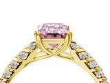 Yellow gold Fancy Pink Emerald  Solitaire Chevron Pave Diamond Engagement Ring with Six-Prong Setting_7