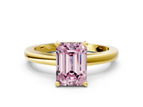 Yellow gold Fancy Pink Emerald  Solitaire Diamond Engagement Ring with Four-Prong Setting on a Classic Band_4