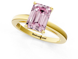 Yellow gold Fancy Pink Emerald  Solitaire Diamond Engagement Ring with Four-Prong Setting on a Classic Band_5