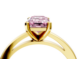 Yellow gold Fancy Pink Emerald  Solitaire Diamond Engagement Ring with Four-Prong Setting on a Classic Band_8