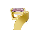 Yellow gold Fancy Pink Emerald  Solitaire Diamond Engagement Ring with Pave Band and Four-Prong Setting 5
