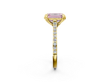Yellow gold Fancy Pink Emerald  Solitaire Diamond Engagement Ring with Pave Band and Six-Prong Setting_22