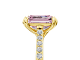 Yellow gold Fancy Pink Emerald  Solitaire Diamond Engagement Ring with Pave Band and Six-Prong Setting_25