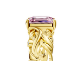 Yellow gold Fancy Pink Emerald  Solitaire Diamond Leaf Vine Band with Prong Setting_47