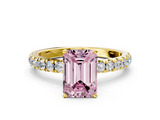 Yellow gold Fancy Pink Emerald  Solitaire Diamond Pavé Band with Four-Prong Setting_28