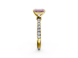 Yellow gold Fancy Pink Emerald  Solitaire Diamond Pavé Band with Four-Prong Setting_30