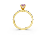 Yellow gold Fancy Pink Emerald  Solitaire Diamond Pavé Band with Four-Prong Setting_31