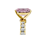 Yellow gold Fancy Pink Emerald  Solitaire Diamond Pavé Band with Four-Prong Setting_33