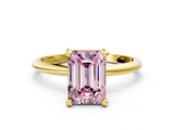 Yellow gold Fancy Pink Emerald  Solitaire Diamond Ring with 4-Prong Setting on a Classic Band_3