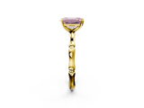 Yellow gold Fancy Pink Emerald  Solitaire Diamond Ring with Bamboo Band and Four-Prong Setting_53