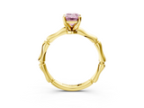 Yellow gold Fancy Pink Emerald  Solitaire Diamond Ring with Bamboo Band and Four-Prong Setting_54