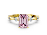 Yellow gold Fancy Pink Emerald  Solitaire Diamond Ring with Bezel Set Side Stones and Prong Setting_3