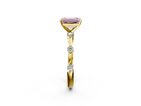 Yellow gold Fancy Pink Emerald  Solitaire Diamond Ring with Bezel Set Side Stones and Prong Setting_5