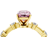 Yellow gold Fancy Pink Emerald  Solitaire Diamond Ring with Bezel Set Side Stones and Prong Setting_7