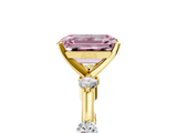 Yellow gold Fancy Pink Emerald  Solitaire Diamond Ring with Bezel Set Side Stones and Prong Setting_8