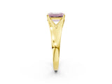 Yellow gold Fancy Pink Emerald  Solitaire Diamond Ring with Cathedral Band and Four-Prong Setting_67