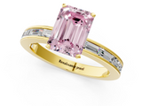 Yellow gold Fancy Pink Emerald  Solitaire Diamond Ring with Channel-Set Baguette Band and Four-Prong Setting_80