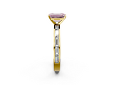 Yellow gold Fancy Pink Emerald  Solitaire Diamond Ring with Channel-Set Baguette Band and Four-Prong Setting_81