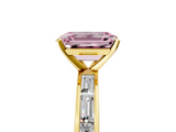 Yellow gold Fancy Pink Emerald  Solitaire Diamond Ring with Channel-Set Baguette Band and Four-Prong Setting_84