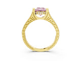 Yellow gold Fancy Pink Emerald  Solitaire Diamond Ring with Channel Set Band and Bezel Prong Setting_24