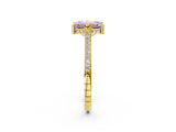 Yellow gold Fancy Pink Emerald  Solitaire Diamond Ring with Channel Set Band and Bezel Prong Setting_59