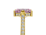 Yellow gold Fancy Pink Emerald  Solitaire Diamond Ring with Channel Set Band and Bezel Prong Setting_62