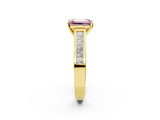 Yellow gold Fancy Pink Emerald  Solitaire Diamond Ring with Channel-Set Band and Four-Prong Setting_5