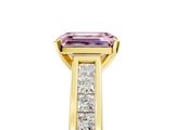 Yellow gold Fancy Pink Emerald  Solitaire Diamond Ring with Channel-Set Band and Four-Prong Setting_8