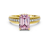Yellow gold Fancy Pink Emerald  Solitaire Diamond Ring with Channel Set Band and Six-Prong Setting_48