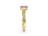 Yellow gold Fancy Pink Emerald  Solitaire Diamond Ring with Channel Set Band and Six-Prong Setting_50