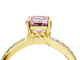Yellow gold Fancy Pink Emerald  Solitaire Diamond Ring with Channel Set Band and Six-Prong Setting_52
