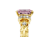 Yellow gold Fancy Pink Emerald  Solitaire Diamond Ring with Filigree Band and Four-Prong Setting_71
