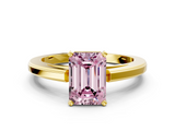 Yellow gold Fancy Pink Emerald  Solitaire Diamond Ring with Four-Prong Setting and Classic Band_3