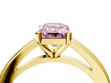 Yellow gold Fancy Pink Emerald  Solitaire Diamond Ring with Four-Prong Setting and Classic Band_7