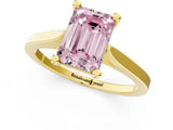 Yellow gold Fancy Pink Emerald  Solitaire Diamond Ring with Four-Prong Setting and Tapered Band 1
