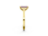 Yellow gold Fancy Pink Emerald  Solitaire Diamond Ring with Four-Prong Setting and Tapered Band 2
