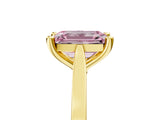 Yellow gold Fancy Pink Emerald  Solitaire Diamond Ring with Four-Prong Setting and Tapered Band 5