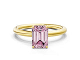 Yellow gold Fancy Pink Emerald  Solitaire Diamond Ring with Four-Prong Setting on a Plain Band_22