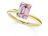 Yellow gold Fancy Pink Emerald  Solitaire Diamond Ring with Four-Prong Setting on a Plain Band_23